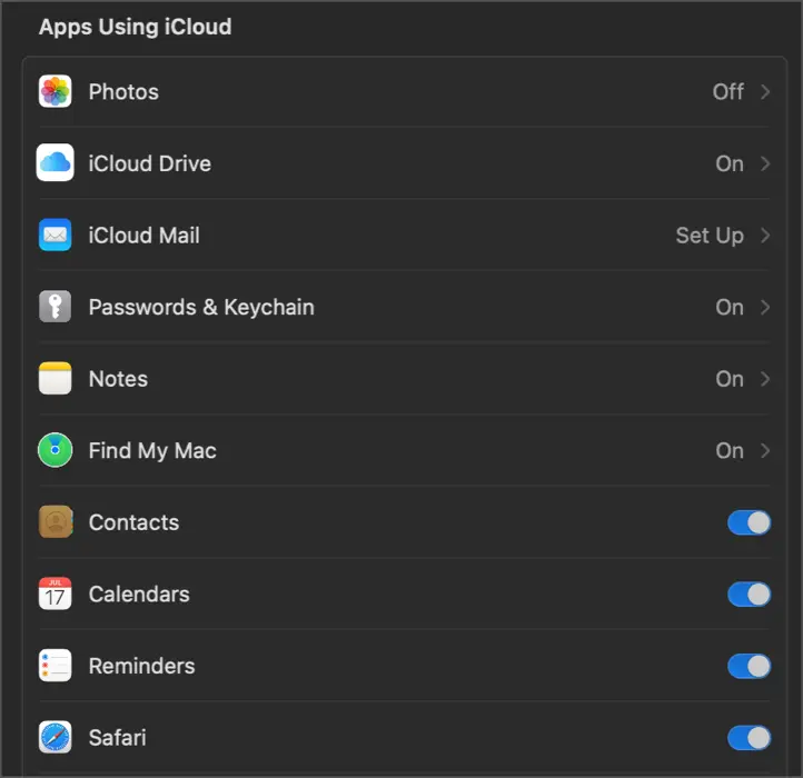 วิธีปิดใช้งาน iCloud บน Mac - STEP 2 Disable iCloud syncing by service วิธีปิดใช้งาน iCloud บน Mac - STEP 2 Disable iCloud syncing by service